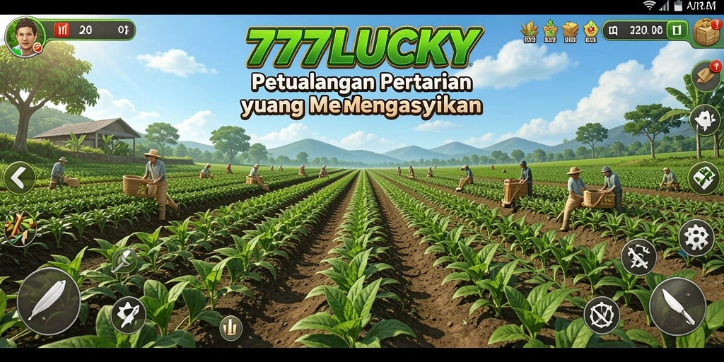 Gameplay seru dalam 777LUCKY yang menampilkan pertanian.