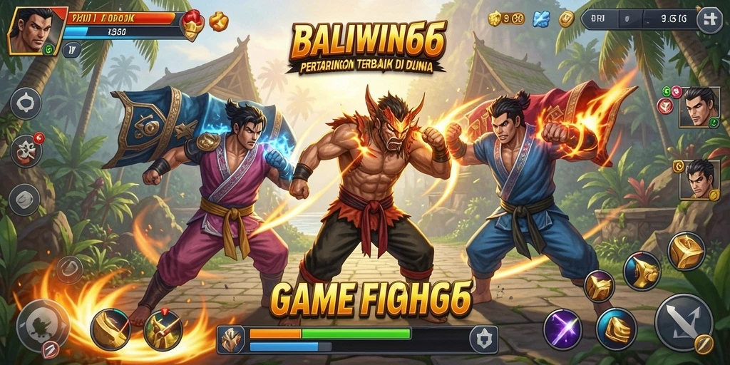 Screenshot BALIWIN66 menampilkan pertarungan mendebarkan antara karakter-karakter unik.