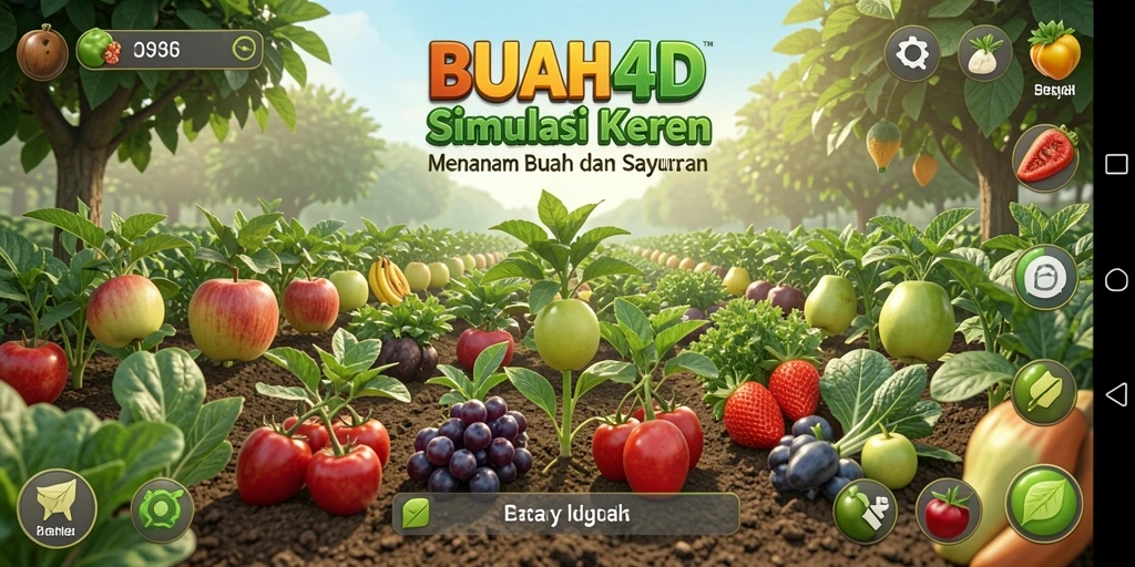 Tampilan gameplay menarik dalam BUAH4D dengan kebun yang subur.