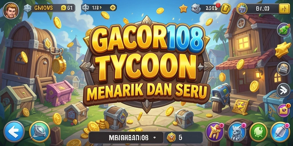 Tangkapan layar utama GACOR108 menampilkan gameplay tycoon yang mengasyikkan.