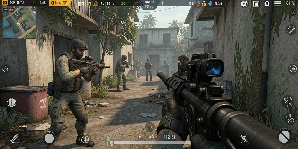 Tangkapan layar KOKITOTO menampilkan aksi gameplay FPS yang mendebarkan.