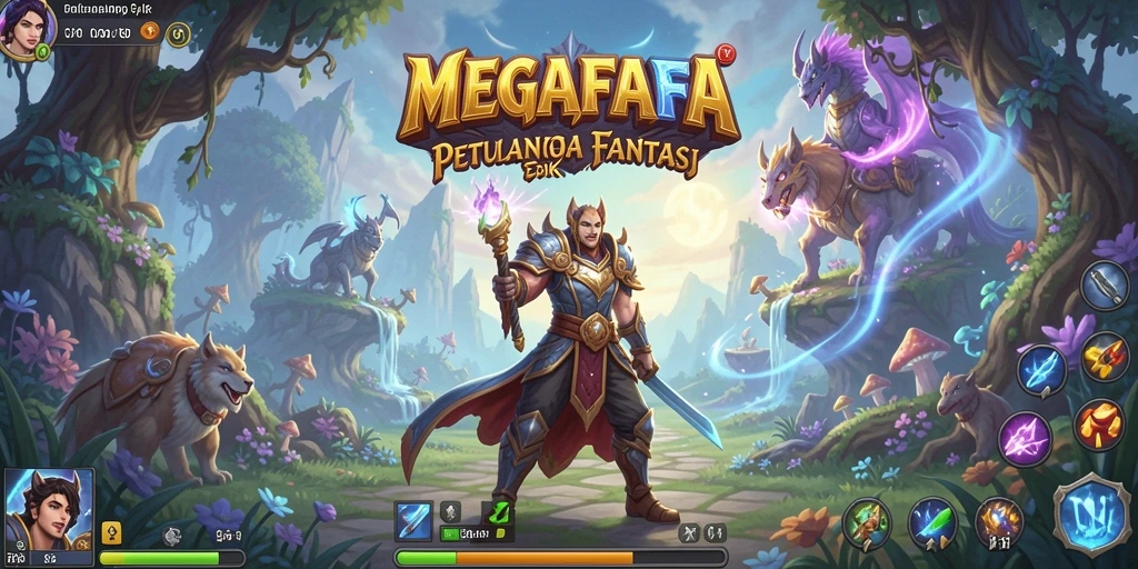 Gameplay RPG seru dalam MEGAFAFA dengan karakter dan pertarungan yang mendebarkan.