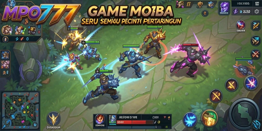Tampilan gameplay seru MPO777 dengan pertarungan tim yang dinamis.