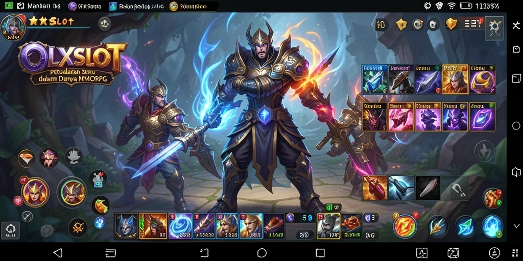 Screenshot OLXSLOT menunjukkan karakter dalam pertempuran yang epik dan menakjubkan.