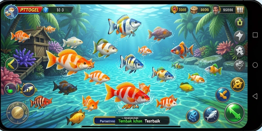Screenshot gameplay PTTOGEL yang menampilkan aksi tembak ikan yang seru.
