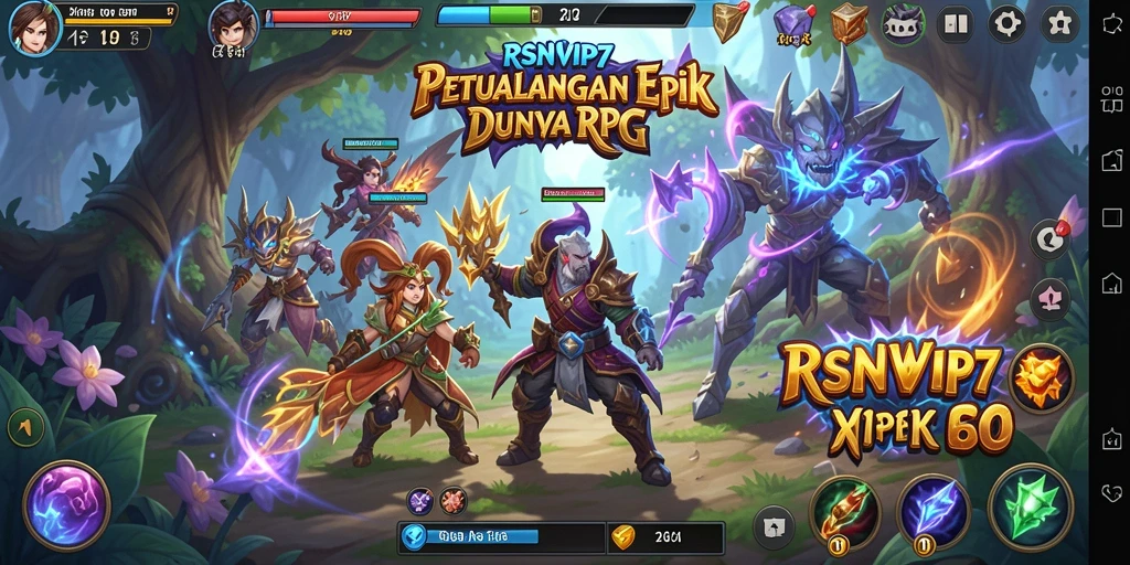 Tangkapan layar utama RSNVIP7 menampilkan aksi gameplay RPG yang intens.