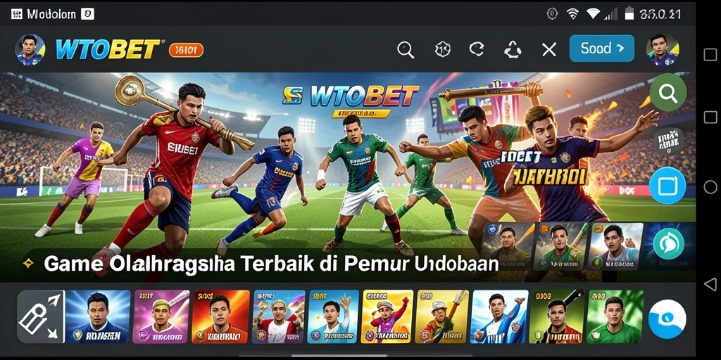 Tangkapan layar utama WTOBET menampilkan aksi seru dalam permainan olahraga.