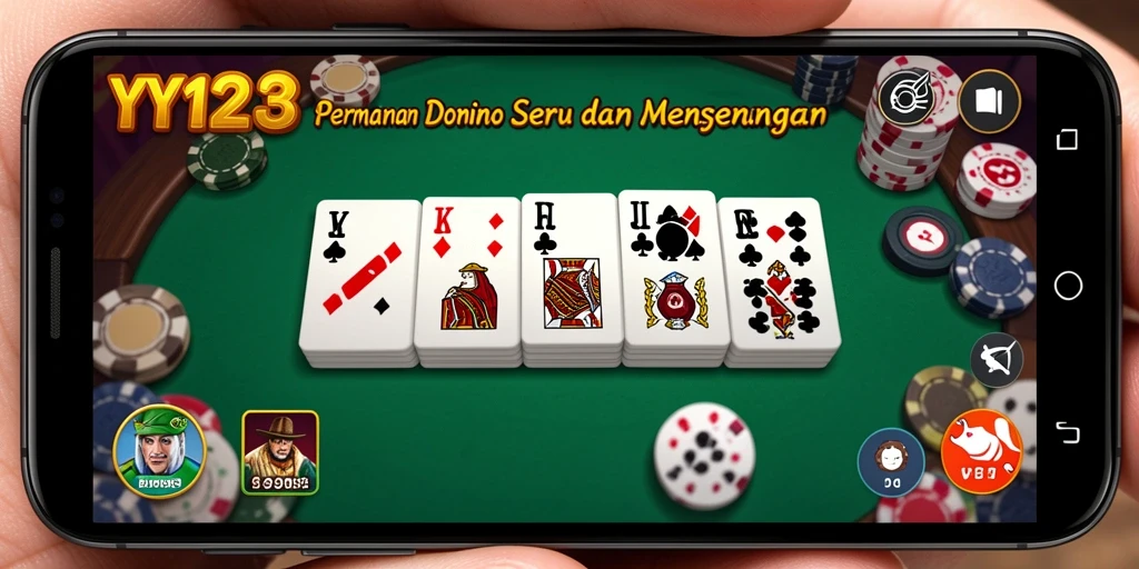 Screenshot YY123 menampilkan permainan Domino yang seru.